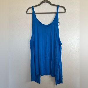 Blue lightweight slit back workout tank, size 3X